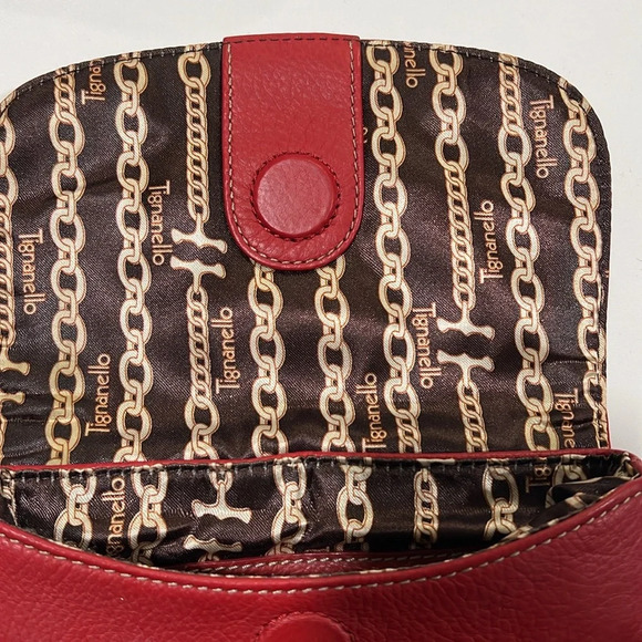 Tignanello - crossbody, red pebbled leather, 24” strap - Picture 4 of 13